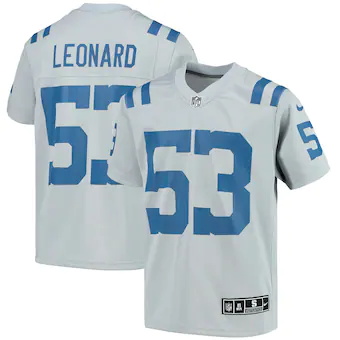 youth nike shaquille leonard gray indianapolis colts invert
